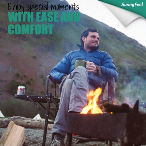 SUNNYFEEL Heated Camping Directors Chair, Heavy Duty,Oversized Portable Folding Chair with Side Table, Pocket for Beach, Fishing,Trip,Picnic,Lawn,Concert Outdoor Foldable Camp Chairs - Image 6