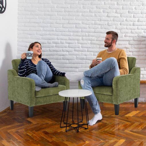 VINGLI Accent Chair for Living Room Chairs Olive Green Reading Chair for Bedroom Scooped Arm Chair Mid Century Modern Accent Chairs Upholstered Comfy Chair for Apartment, Waiting Room - Image 3