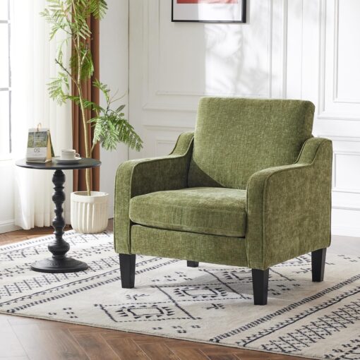 VINGLI Accent Chair for Living Room Chairs Olive Green Reading Chair for Bedroom Scooped Arm Chair Mid Century Modern Accent Chairs Upholstered Comfy Chair for Apartment, Waiting Room - Image 4