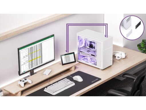 JONSBO D41 MESH SC White ATX Computer Case with Screen,ATX PC Case/Support RTX 4090(335-400mm) GPU 360/280AIO,Power A-TX/SFX: 100mm-220mm Multiple Tool-Free Design,White - Image 5