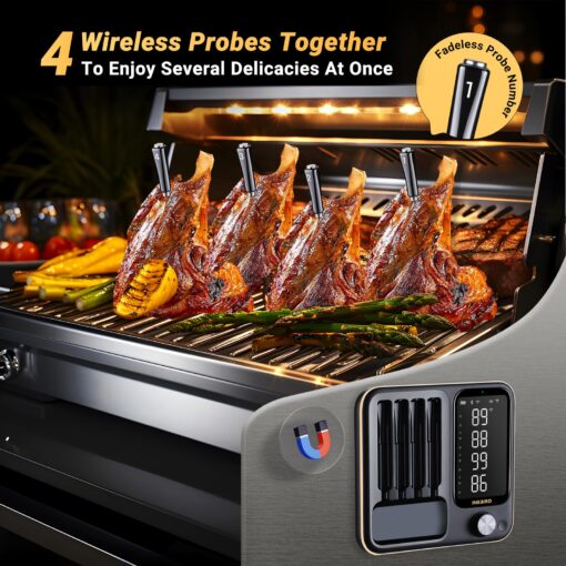 Wireless Meat Thermometer with 4 Probes, Inkbird Wifi BluetoothThermometer Digital Wireless for Rotisserie Grill Oven,Unlimited Range Dishwasher Waterproof Bluetooth Meat Thermometer for iOS & Android - Image 8