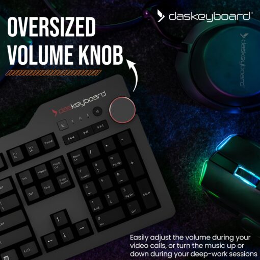 Das Keyboard 4 Professional Wired Mechanical Keyboard, Cherry MX Blue Mechanical Switches, 2-Port USB 3.0 Hub, Volume Knob, Aluminum Top (104 Keys, Black) - Image 3