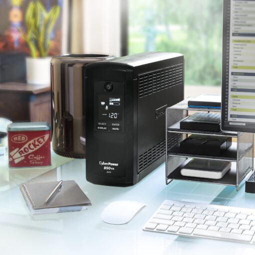 CyberPower CP850AVRLCD Intelligent LCD UPS System, 850VA/510W, 9 Outlets, AVR, Mini-Tower - Image 3