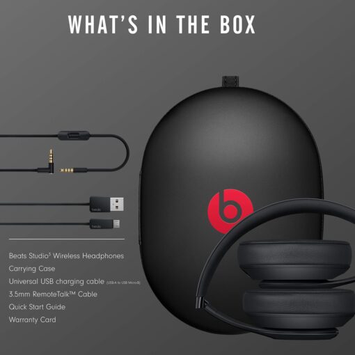 Beats Studio3 Wireless Noise Cancelling Over-Ear Headphones - Apple W1 Headphone Chip, Class 1 Bluetooth, 22 Hours of Listening Time, Built-in Microphone - Matte Black - Image 3