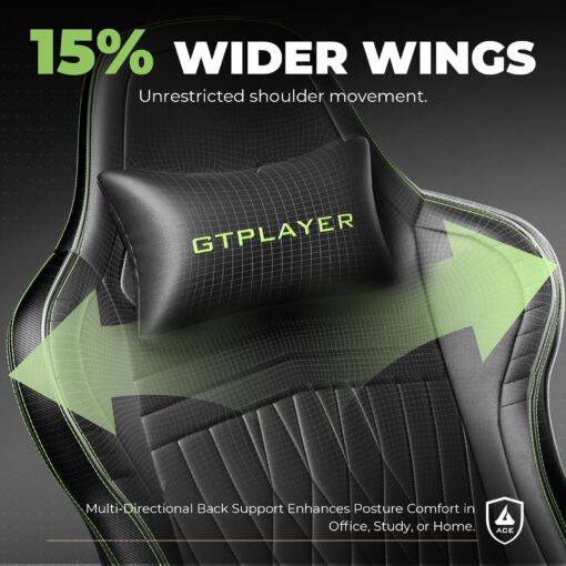 GTPLAYER Chair Computer Gaming Chair (Leather, Green) - Image 5