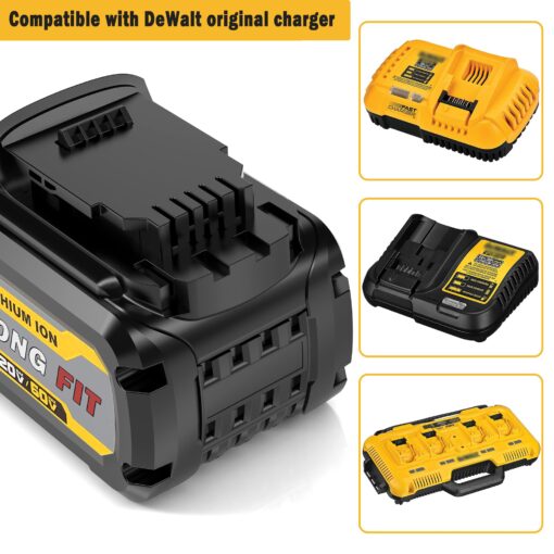 LONG FIT 2 Pack Replace for DeWalt DCB606 DCB609 20V/60V MAX 9.0Ah Battery Compatible with DeWalt 20V/60V Power Tools Compatible with DeWalt 20-60v Battery - Image 4