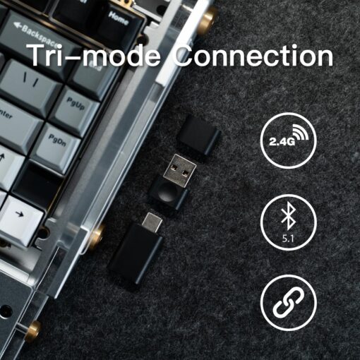 DRY STUDIO Black Diamond 75% RGB Wireless Mechanical Gaming Keyboard, 2.4G 2ms Latency, Tri-Mode Connection, Leaf Spring Mount, Custom Internals, Hotswapable Switch - Image 8