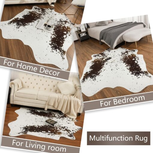 AROGAN White 8×10 Feet Faux Cow Print Rug Large - Cow Print Area Rug with No-Slip Backing, Large Animal Skin Rugs for Living Room, Offfice, Room Decor, Spots - Image 2