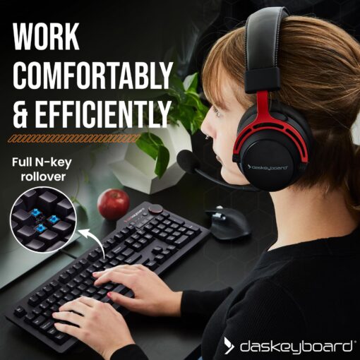 Das Keyboard 4 Professional Wired Mechanical Keyboard, Cherry MX Blue Mechanical Switches, 2-Port USB 3.0 Hub, Volume Knob, Aluminum Top (104 Keys, Black) - Image 5