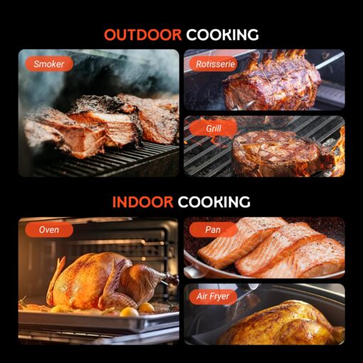 Wireless Meat Thermometer - 5G Wi-Fi and 5.4 Bluetooth Meat Thermometer Digital Wireless for Grilling and Smoking with IP67 Dual Probes and Backlight LCD Display for BBQ, Smoker, Oven, Grill - Image 4