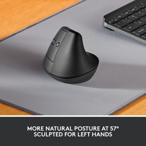 Logitech ERGO K860 Split Wireless Keyboard with wrist support and Lift Left Vertical Ergonomic Mouse, Left-handed, Bluetooth, USB receiver, Quiet, Windows/macOS/iPadOS, Laptop, PC - Graphite - Image 4