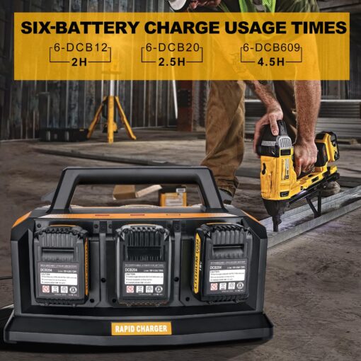 20V Max Battery Rapid Meanwhile Fast Charger 6-Ports,Charger Station for Dewalt 20V/60v Max Battery,Simultaneous Charging of 6 Port Each 3A,Compatible with Dewalt 12V/20V 60V Multi Battery Tools - Image 3