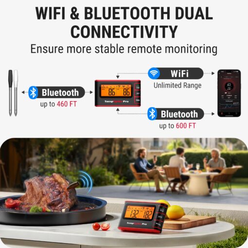 TempSpike Wireless Meat Thermometer Digital with App, WiFi & Bluetooth BBQ Grill Thermometer with High Precision, Waterproof & Heat-Resistant Probes, Rechargeable Base with Display for BBQ Smoker Oven - Image 8
