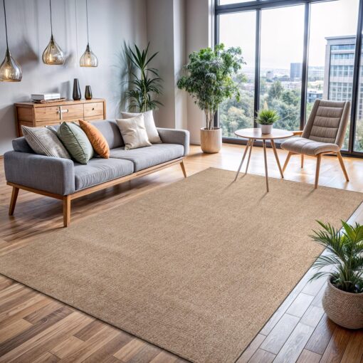 CAMILSON Easy Jute Rug 8x10, Indoor Outdoor Natural Color Fiber Area Rugs for Living Room Patio and Kitchen Rug, Solid Boho Woven Design, Easy-Cleaning, Washable Outside Carpet Alfombras (8 x 10) - Image 3