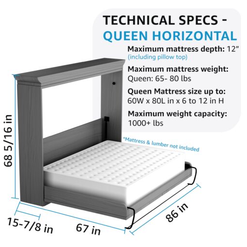 Create-A-Bed Queen Size Deluxe Murphy Bed Kit, Horizontal - Image 7