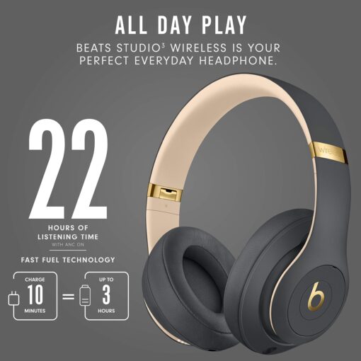 Beats Studio3 Wireless Noise Cancelling Over-Ear Headphones - Apple W1 Headphone Chip, Class 1 Bluetooth, 22 Hours of Listening Time, Built-in Microphone - Shadow Gray - Image 6