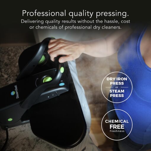 Steamfast SF-623 Mid-Size Steam Press with Multiple Fabric Settings and Steam Burst Function, Black, 20.47" L x 17.16" W x 6.73" H - Image 4