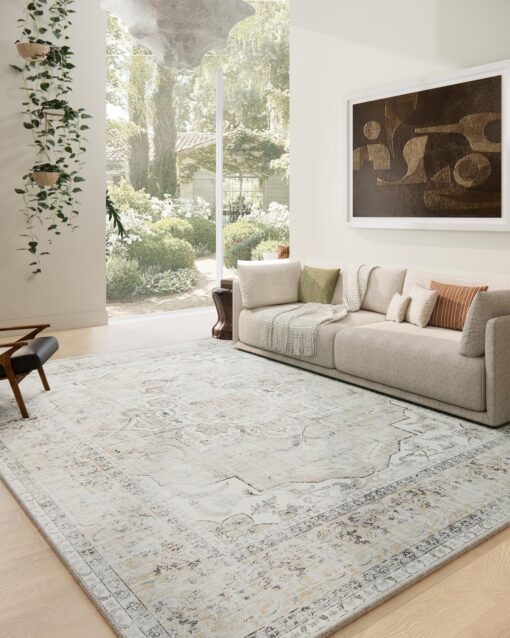 Washable Area Rugs for Living Room: 6'x9' Bedroom Area Rug Boho Stain Resistant Distressed Vintage Accent Rug Non Slip Low Pile Faux Wool Soft Rug for Kitchen Entryway Bedside Nursery Dining Room