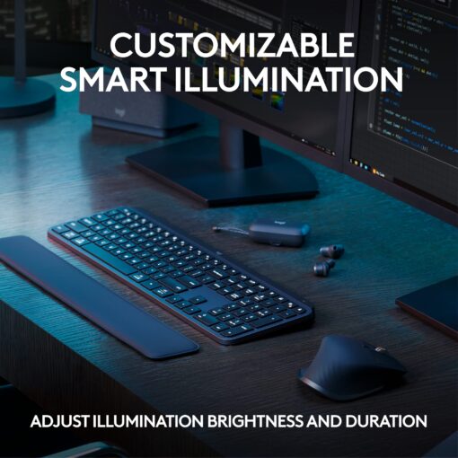 Logitech MX Keys S Combo - Performance Wireless Keyboard and Mouse with Palm Rest, Customizable Illumination, Fast Scrolling, Bluetooth, USB C, for Windows, Linux, Chrome, Mac - Image 5