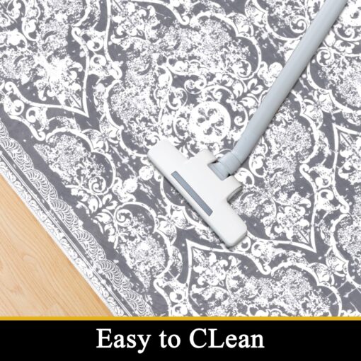 Vaukki Living Room Rug, Vintage Shaggy Soft Laundry Rug, Non Slip Kitchen Area Mat, Washable Farmhouse Bedroom Area Carpet for Bathroom, Kitchen and Kidsroom (8'x10', Grey) - Image 7