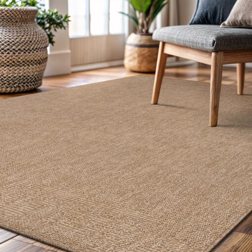 CAMILSON Easy Jute Rug 8x10, Indoor Outdoor Natural Color Fiber Area Rugs for Living Room Patio and Kitchen Rug, Solid Boho Woven Design, Easy-Cleaning, Washable Outside Carpet Alfombras (8 x 10) - Image 5