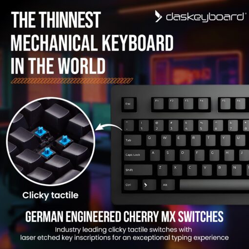 Das Keyboard 4 Professional Wired Mechanical Keyboard, Cherry MX Blue Mechanical Switches, 2-Port USB 3.0 Hub, Volume Knob, Aluminum Top (104 Keys, Black) - Image 6