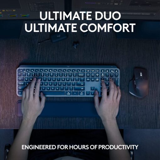 Logitech MX Keys S Combo - Performance Wireless Keyboard and Mouse with Palm Rest, Customizable Illumination, Fast Scrolling, Bluetooth, USB C, for Windows, Linux, Chrome, Mac - Image 11