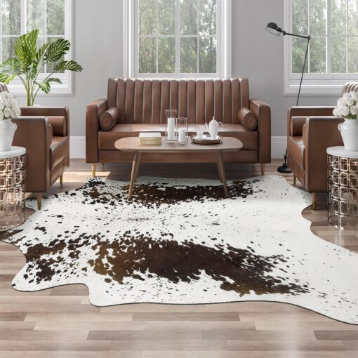 AROGAN White 8×10 Feet Faux Cow Print Rug Large - Cow Print Area Rug with No-Slip Backing, Large Animal Skin Rugs for Living Room, Offfice, Room Decor, Spots