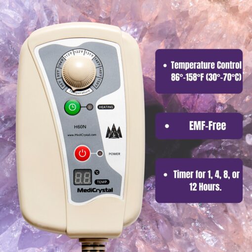 MediCrystal Infrared Heat Amethyst Tourmaline Mini Mat - 32" L x 20" W - Natural Crystals - Adjustable FIR Heating 86°-158°F - Deep Warming Hot Stone Pad - for Back Health - Original Manufacturer - Image 3
