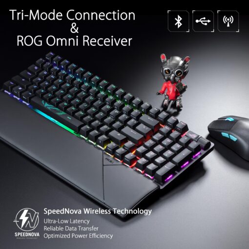ASUS ROG Strix Scope II 96 Wireless Gaming Keyboard, Tri-Mode Connection, Dampening Foam & Switch-Dampening Pads, Hot-Swappable Pre-lubed ROG NX Snow Switches, PBT Keycaps, RGB-Black - Image 5