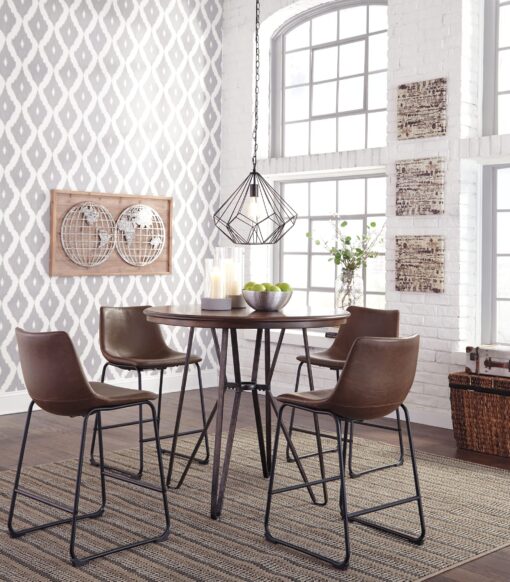 Signature Design by Ashley Centiar 24" Counter Height Modern Bucket Barstool 2 Count, Brown - Image 2