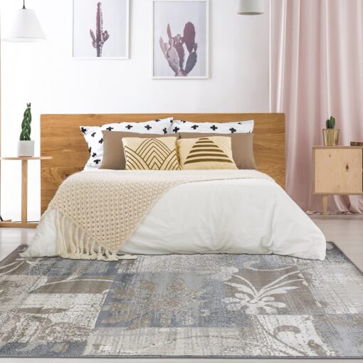 Superior Indoor Area Rug, Jute Backed, Perfect for Office, Living/Dining Room, Bedroom, Kitchen, Hallway, Entryway, Floor, Modern Floral Patchwork Decor, Pastiche Collection, 9' x 12', Ivory - Image 10
