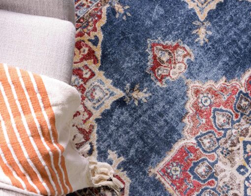 Unique Loom Utopia Collection Traditional Classic Vintage Inspired Area Rug with Warm Hues, 8' x 10' Rectangle, Dark Blue/Beige - Image 6