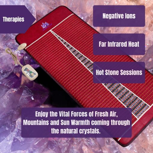 MediCrystal Infrared Heat Amethyst Tourmaline Mini Mat - 32" L x 20" W - Natural Crystals - Adjustable FIR Heating 86°-158°F - Deep Warming Hot Stone Pad - for Back Health - Original Manufacturer - Image 5
