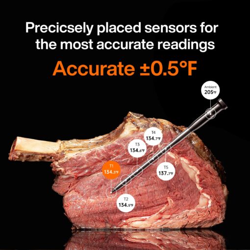 Typhur Sync Wireless Meat Thermometer Quad | 4 Probes | 6 Sensors | LCD Display | WiFi and Bluetooth 5.3 | Improved Stability and Range | IPX8 Waterproof | for BBQ, Grill, Smoker, Oven, Kitchen - Image 5
