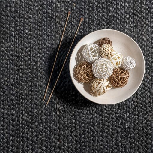 GRUHUM Black Jute Area Rug 10ft Natural Fiber Round Handwoven Boho Farmhouse Rustic Vintage Soft Braided Reversible EcoFriendly Rugs for Indoor Kitchen Bedroom Living Room Hallways (10' ft Round) - Image 2