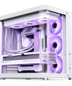 JONSBO TK-2 White ATX Mid-Tower Pc Case,Hyperboloid Glass Design, Separated Cabinet Structure, Al Alloy Shell Desktop Computer Case, Support BTF Motherboard/ATX Power supply/360 AIO,White