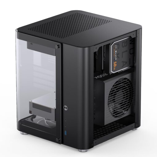 JONSBO TK-1 Black Micro ATX Mini Tower Computer CASE, Hyperboloid Glass Design, Separated Cabinet Structure, Al Alloy Shell Matx Desktop PC Case, Support ATX Power supply/240 AIO, Black - Image 4