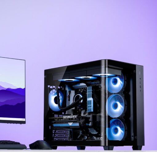 JONSBO TK-3 Black One-Piece Curved Glass ATX Mid Tower Pc Case, One-Piece Curved Glass, SP BTF MB/Dual 360 AIO/ATX PSU/40Series GPU, with 10 Fan Positions, 270 Degree Side View Display,Black Chassis - Image 2