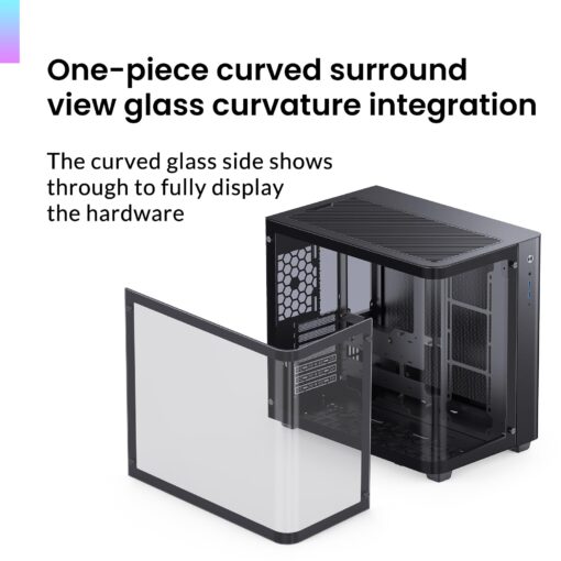 JONSBO TK-3 Black One-Piece Curved Glass ATX Mid Tower Pc Case, One-Piece Curved Glass, SP BTF MB/Dual 360 AIO/ATX PSU/40Series GPU, with 10 Fan Positions, 270 Degree Side View Display,Black Chassis - Image 8