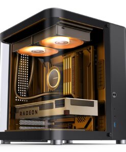 JONSBO TK-1 Black Micro ATX Mini Tower Computer CASE, Hyperboloid Glass Design, Separated Cabinet Structure, Al Alloy Shell Matx Desktop PC Case, Support ATX Power supply/240 AIO, Black