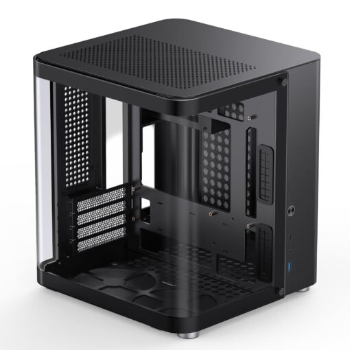 JONSBO TK-1 Black Micro ATX Mini Tower Computer CASE, Hyperboloid Glass Design, Separated Cabinet Structure, Al Alloy Shell Matx Desktop PC Case, Support ATX Power supply/240 AIO, Black - Image 5