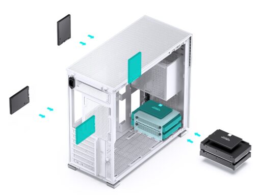 JONSBO D41 MESH SC White ATX Computer Case with Screen,ATX PC Case/Support RTX 4090(335-400mm) GPU 360/280AIO,Power A-TX/SFX: 100mm-220mm Multiple Tool-Free Design,White - Image 3