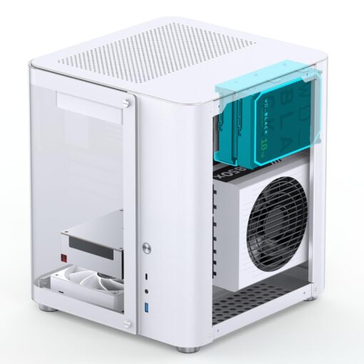 JONSBO TK-1 White Micro ATX Mini Tower Computer CASE, Hyperboloid Glass Design, Separated Cabinet Structure, Al Alloy Shell Matx Desktop PC Case, Support ATX Power supply/240 AIO, White - Image 3