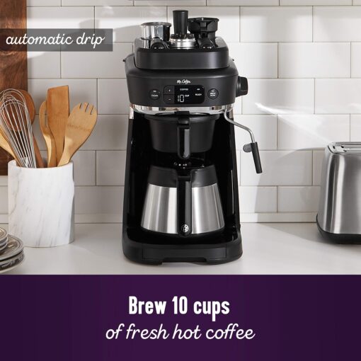 Mr. Coffee All-in-One Occasions Specialty Pods Coffee Maker, 10-Cup Thermal Carafe, and Espresso with Milk Frother and Storage Tray, Black - Image 6
