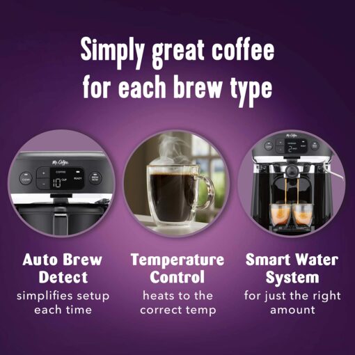 Mr. Coffee All-in-One Occasions Specialty Pods Coffee Maker, 10-Cup Thermal Carafe, and Espresso with Milk Frother and Storage Tray, Black - Image 4