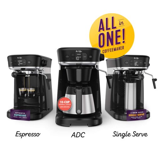 Mr. Coffee All-in-One Occasions Specialty Pods Coffee Maker, 10-Cup Thermal Carafe, and Espresso with Milk Frother and Storage Tray, Black - Image 2