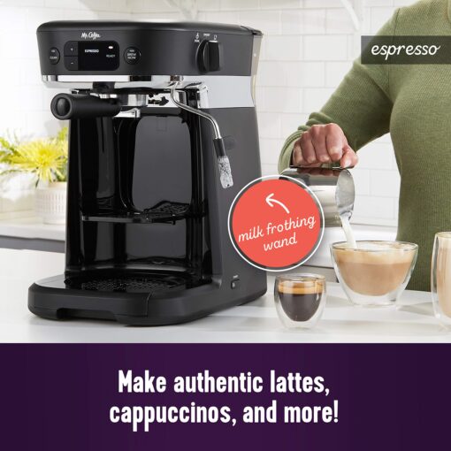 Mr. Coffee All-in-One Occasions Specialty Pods Coffee Maker, 10-Cup Thermal Carafe, and Espresso with Milk Frother and Storage Tray, Black - Image 7