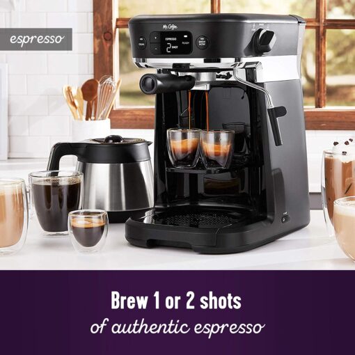 Mr. Coffee All-in-One Occasions Specialty Pods Coffee Maker, 10-Cup Thermal Carafe, and Espresso with Milk Frother and Storage Tray, Black - Image 8