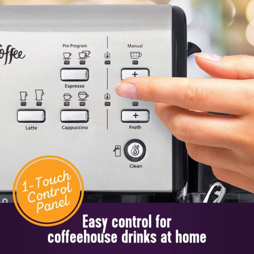 Mr. Coffee Programmable Espresso & Cappuccino Machine with Automatic Milk Frother & 19-Bar Pump, Stainless Steel - Image 9